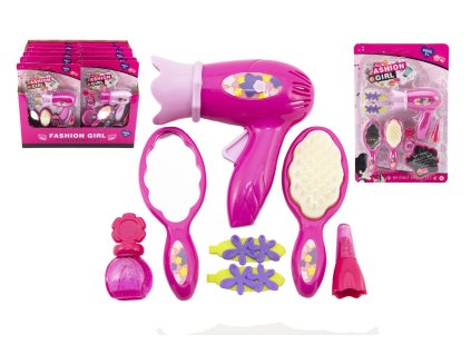 Sada krásy/Malá kadeřnice s fénem a doplňky plast 2 druhy (1 ks)