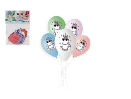 Balonek/Balonky nafukovací s potiskem jednorožec 13'' průměr 33cm 5ks v sáčku