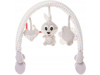 plysovy oblouk s hrackami rabbit sedy