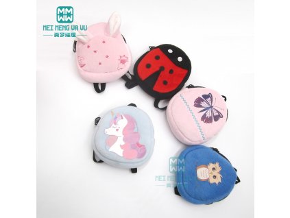 Clothes for doll fit 43cm baby new born doll Cartoon plush backpack 1 (1)