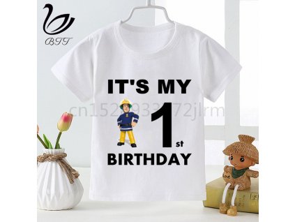 Birthday Tshirt Fireman Sam Kids Birthday Gift T shirt Children Cartoon Bing Rabbit Bunny Funny Printing 1