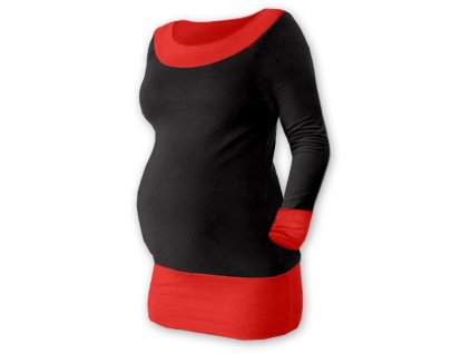 Be MaaMaa Těhotenska tunika DUO - černá/červená (Velikosti těh moda S/M)