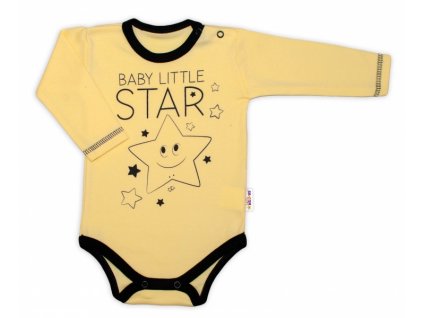 Baby Nellys Body dlouhý rukáv, žluté, Baby Little Star