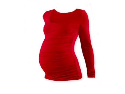 JOŽÁNEK Těhotenské triko Johanka s dlouhým rukávem - červená