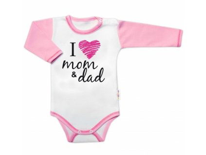 Body dlouhý rukáv Baby Nellys, I love mom & dad, holka (Velikost koj oblečení 62 (2-3m))
