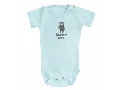 Mamatti Kojenecké body krátký rukáv Bear - mátová (Velikost koj oblečení 74 (6-9m))