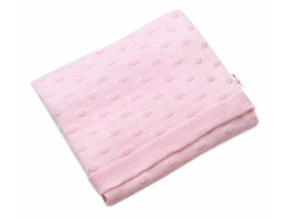 Baby Nellys Luxusní bambusová dětská pletená deka, 80 x100 cm, růžová