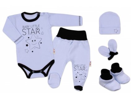Baby Nellys 5-ti dílná soupravička do porodnice Baby Little Star - modrá, vel. 50 (Velikost koj oblečení 62 (2-3m))