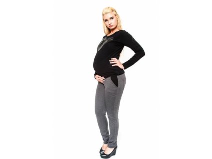 Těhotenské kalhoty Be MaaMaa - NINA šedá, vel. XS (Velikosti těh moda XS (32-34))