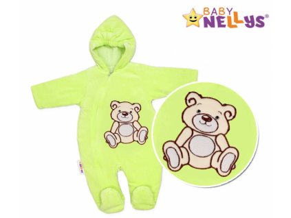 BABY NELLYS Zimní kombinézka/overálek Teddy Bear- zelená