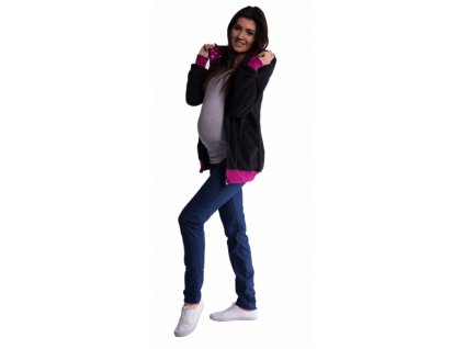 Be MaaMaa Mikina s kapucí nejen pro těhotné - černá (Velikosti těh moda L/XL)