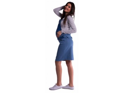 Be MaaMaa Těhotenské šaty/sukně s láclem - modré (Velikosti těh moda S (36))