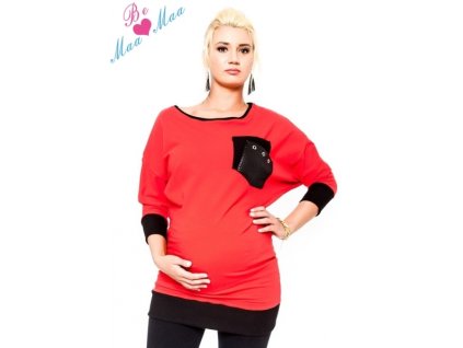 Be MaaMaa Těhotenská mikina MIA - červená, vel. L/XL (Velikosti těh moda L/XL)