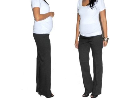 Be MaaMaa Elegantní těh. kalhoty letní - černé, vel. XL (Velikosti těh moda XL (42))