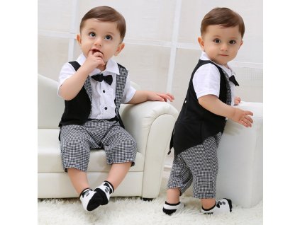 1 Toddler Baby Boys Gentleman Bowtie Plaid Swallowtail Romper Jumpsuit Outfits Long Sleeve Romper Jumpsuit Outfits Party