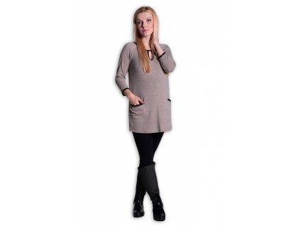 Be MaaMaa Tunika, šaty 3/4 rukáv - béžová (Velikosti těh moda S/M)