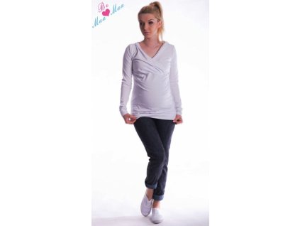Be MaaMaa Těhotenská mikina s kapucí OLINA - bílá (Velikosti těh moda S/M)