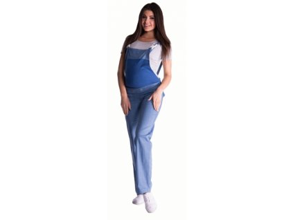 Be MaaMaa Těhotenské kalhoty s láclem - světlý jeans, vel. L (Velikosti těh moda L (40))