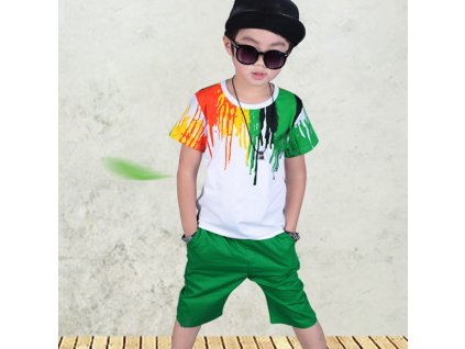 2 Humor Bear Boys Clothing Set Baby Boy Clothes New Summer Kids Clothing Sets Stripe Colorful T
