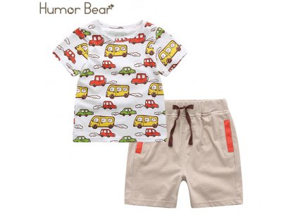 10 Humor Bear Boys Clothing Set Baby Boy Clothes New Summer Kids Clothing Sets Stripe Colorful T