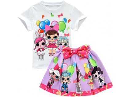 6 New LOL Surprise Dolls Cute Cartoon Printing Children s Girls Skirt Suit T shirt Short Sleeve