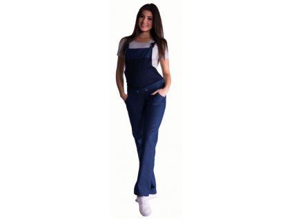 Be MaaMaa Těhotenské kalhoty s láclem - tmavý jeans (Velikosti těh moda L (40))