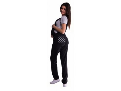 Be MaaMaa Těhotenské teplákové zahradníky - černé (Velikosti těh moda S (36))
