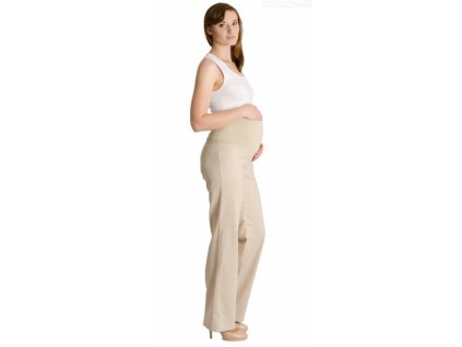 Be MaaMaa Lněné kalhoty, rovné - letní - béžové (Velikosti těh moda L (40))