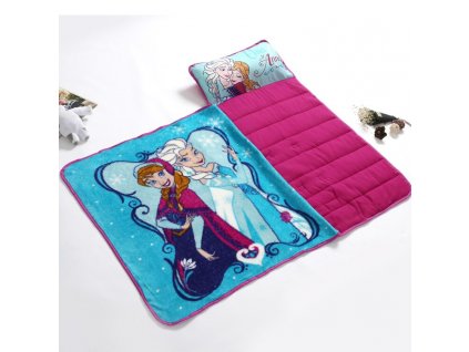 6 Disney Blue Frozen Elsa Anna Portable Rolled Nap Mat with blanket and Pillow for Toddler Baby