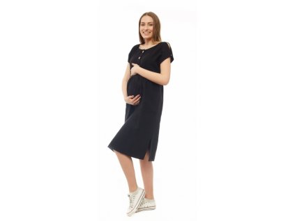Be MaaMaa Těhotenské letní šaty kr. rukáv - černé, vel. XXL/XXXL (Velikosti těh moda XXL/XXXL)