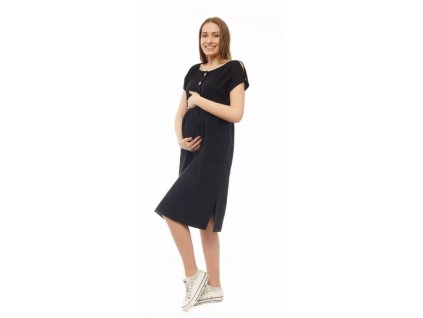 Be MaaMaa Těhotenské letní šaty kr. rukáv - černé
