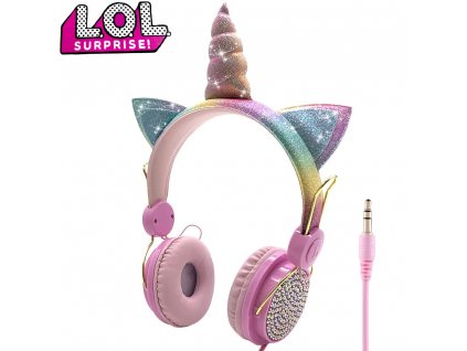 1 LOL dolls surprise Cute Unicorn Wired Headphone With Microphone Music Stereo Earphone Computer Mobile Phone Headset