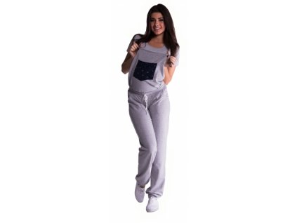 Be MaaMaa Těhotenské teplákové zahradníky - šedé, vel. XL (Velikosti těh moda XL (42))