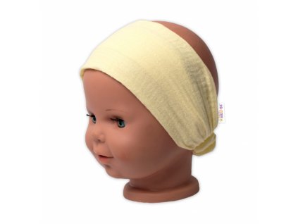 Lehká mušelínová čelenka Bandana, žlutá, vel. 104/110 (Velikost koj oblečení 104/110 (3-5r))