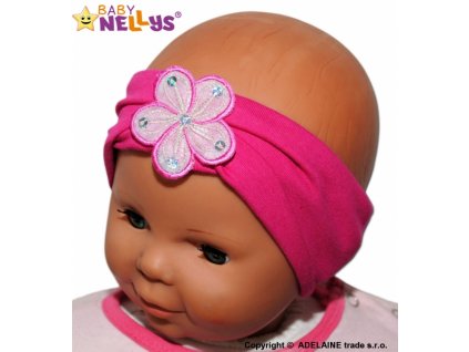 Čelenka Baby Nellys ® s květinkou - malinová, 80/92 (Velikost koj oblečení 80-92 (12-24m))