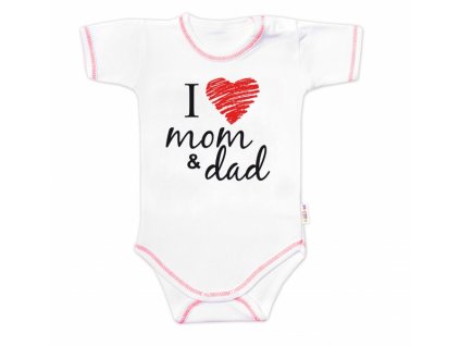 Body krátký rukáv Baby Nellys, I love mom & dad (Velikost koj oblečení 56 (1-2m))