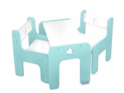 NELLYS Sada nábytku Star - Stůl + 2 x  židle - mátová s bílou