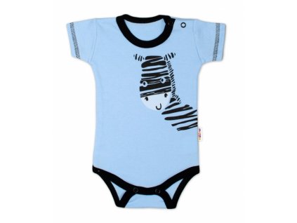 Body krátký rukáv Baby Nellys, Zebra - modré (Velikost koj oblečení 50 (0-1m))