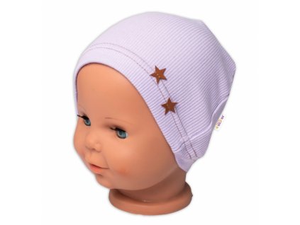 Baby Nellys Žebrovaná čepice Hvězdičky - lila (Velikost koj oblečení 68/74 (6-9m))