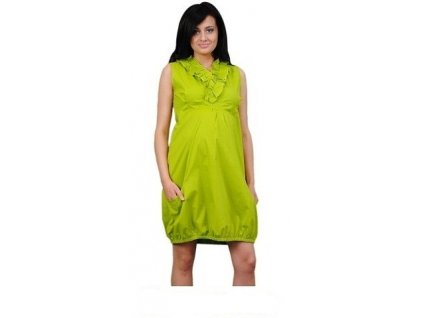 Be MaaMaa Těhotenské šaty TULIPÁNEK - limetka (Velikosti těh moda S/M)
