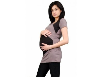 Be MaaMaa Těhotenská tunika s asymetrickým výstřihem - béžová