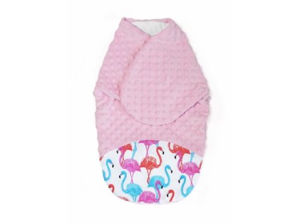 Baby Nellys Zavinovačka, spacáček s minky, 0-6m - Plameňák, minky růžová (Velikost koj oblečení 56-68 (0-6 m))