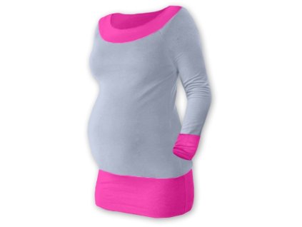 Be MaaMaa Těhotenska tunika DUO - šedá/růžová (Velikosti těh moda L/XL)