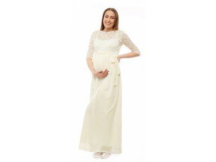 Be MaaMaa Těhotenské, společenské šaty - ecru (Velikosti těh moda S (36))