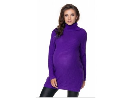 Be MaaMaa Dlouhý těhotenský svetr - fialová