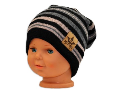 baby nellys jarni podzimni prouzkovana cepice cerna bezova grafit