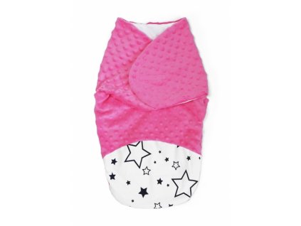 Baby Nellys Zavinovačka, spacáček s minky, 0-6m - Hvězdy a hvězdičky, minky růžová (Velikost koj oblečení 56-68 (0-6 m))