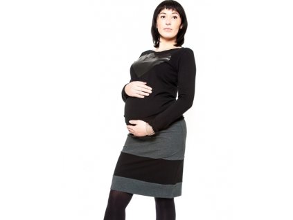 Těhotenská sukně Be MaaMaa - LORA černá/grafit (Velikosti těh moda M (38))