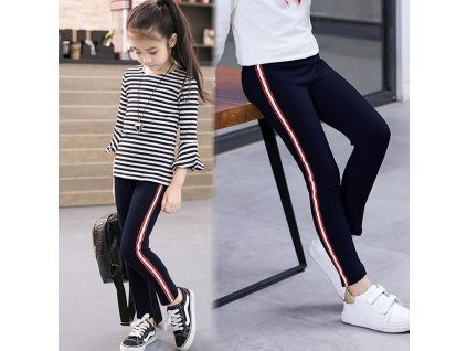 1 Autumn Children Side Strips Leggings For Girl Candy Color Fitness Pencil Pants Student Stretch Casual Outwear