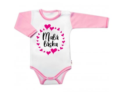 Body dl. rukáv s vtip. textem Baby Nellys, Malá láska, vel. 80, holka (Velikost koj oblečení 80 (9-12m))